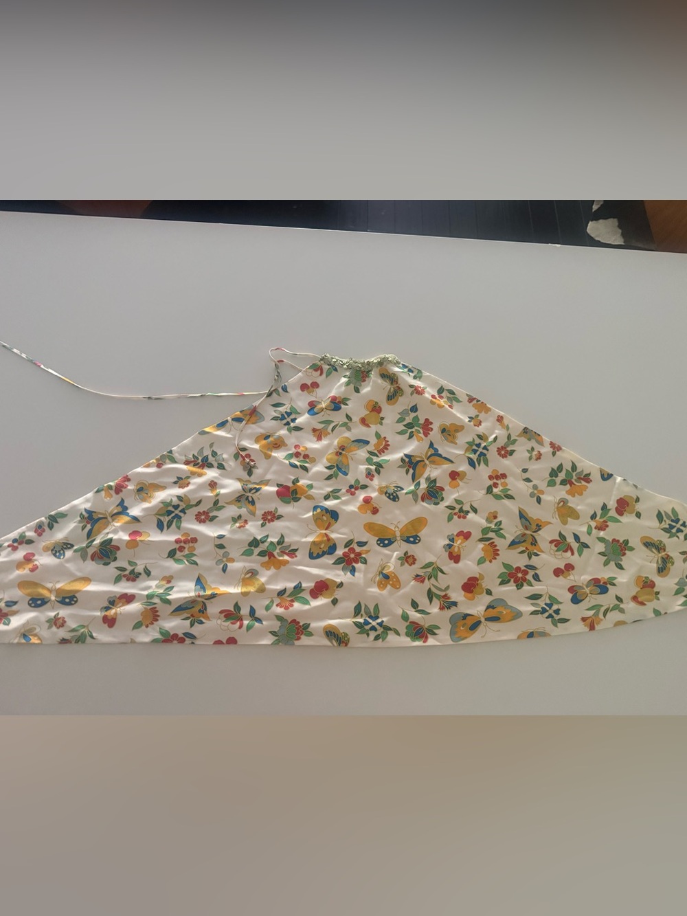 Butterfly Floral Halter Scarf Top Y2K Made in USA vintage 100% Silk - Picture 6 of 9